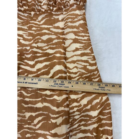 Camila Coelho Bailee Midi Slip Dress Womens L Brown Zebra Animal Print Slit - Picture 10 of 15